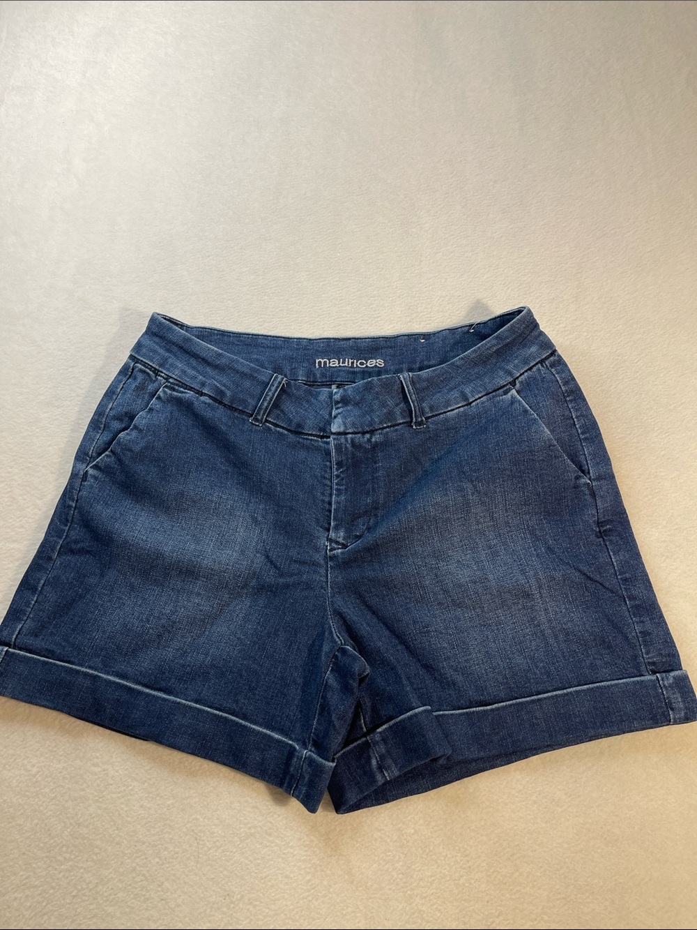 Maurices Navy Blue Denim Roll-Hem Shorts WOMENS SIZE 7/8